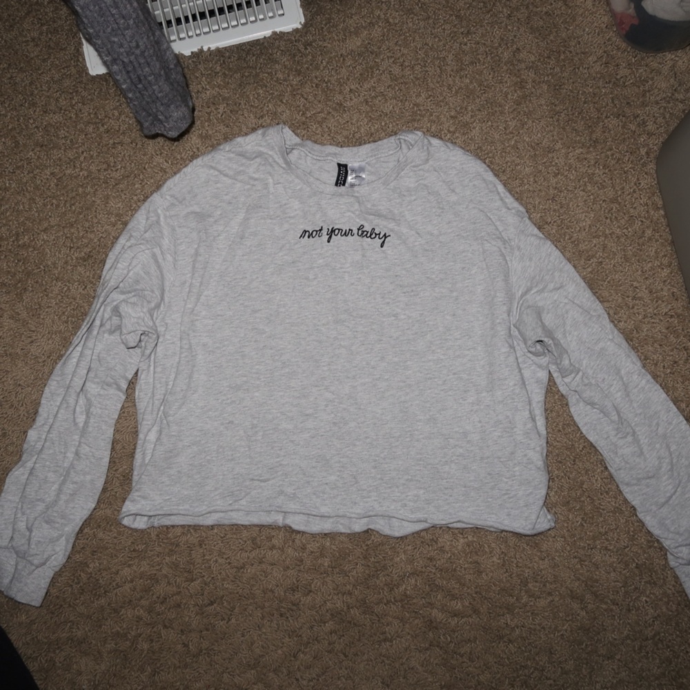 H&M Light Gray Embroidered Long Sleeve